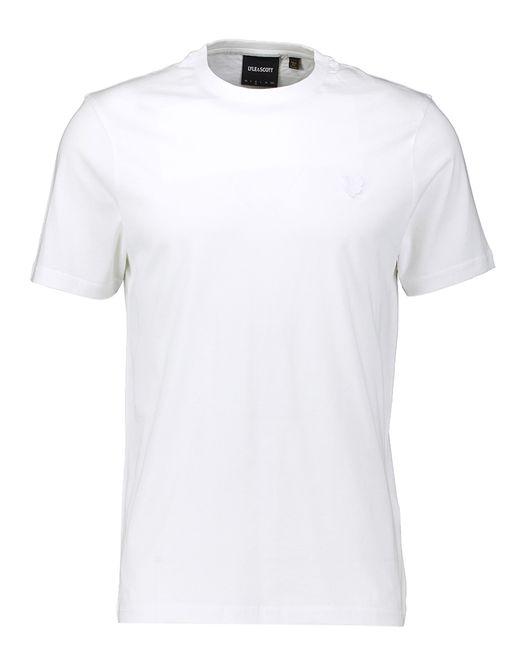 Witte katoenen t-shirt met wit merklogo Lyle & Scott