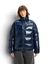 Donkerblauwe glanzende puffer jacket met elastiek onderaan Huyo Pyrenex
