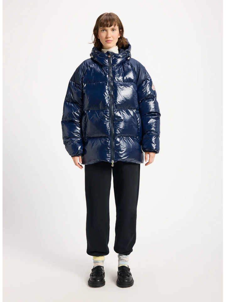 Donkerblauwe glanzende puffer jacket Huyo Pyrenex 