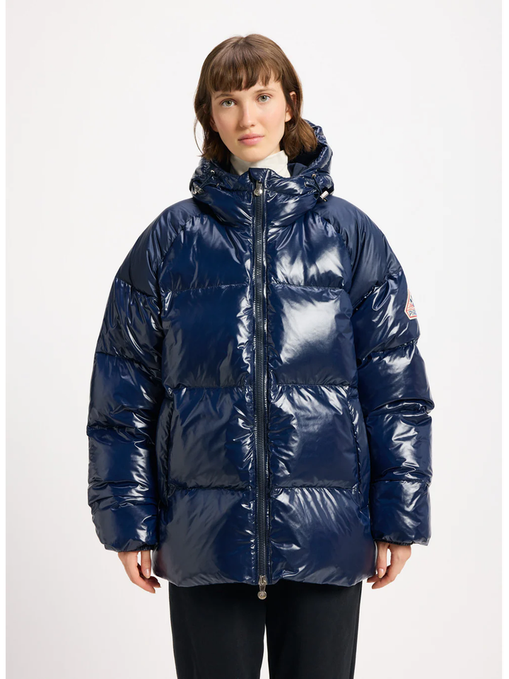 Donkerblauwe glanzende puffer jacket Huyo Pyrenex 