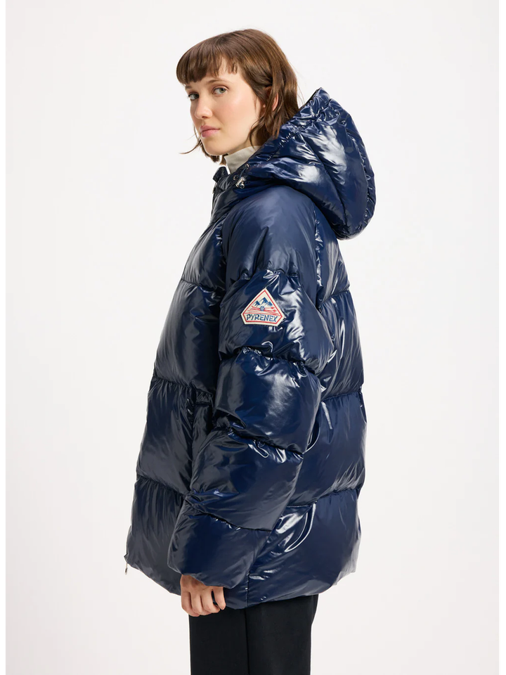 Donkerblauwe glanzende puffer jacket Huyo Pyrenex 