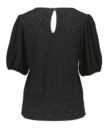 Zwarte t-shirt in broderie met pofmouw Vikally