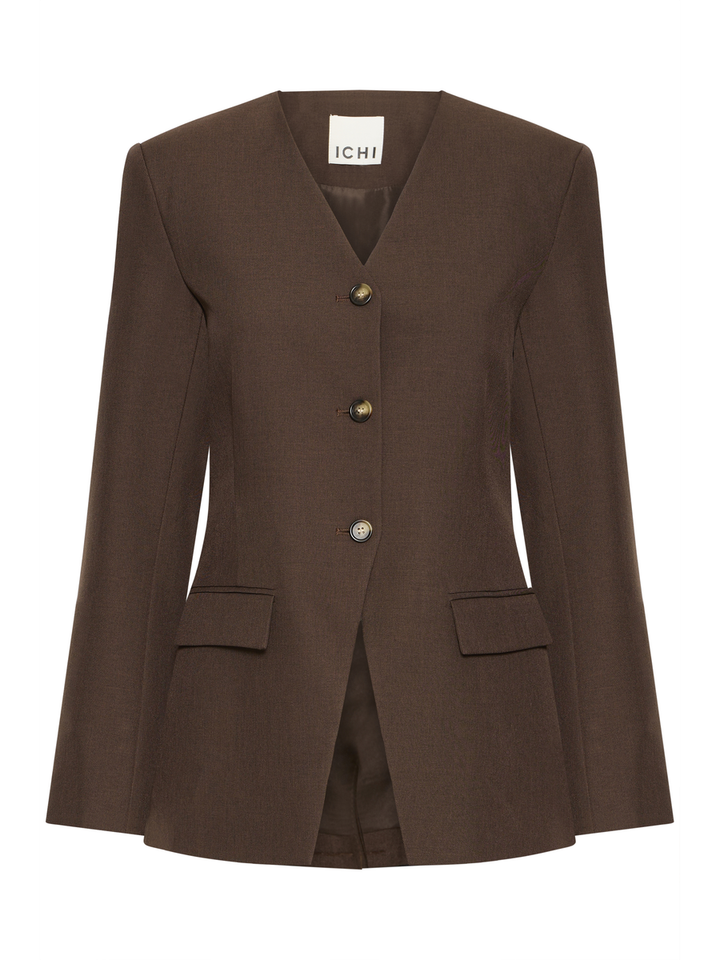 Bruine blazer met v-hals en knopen Lexi Ichi