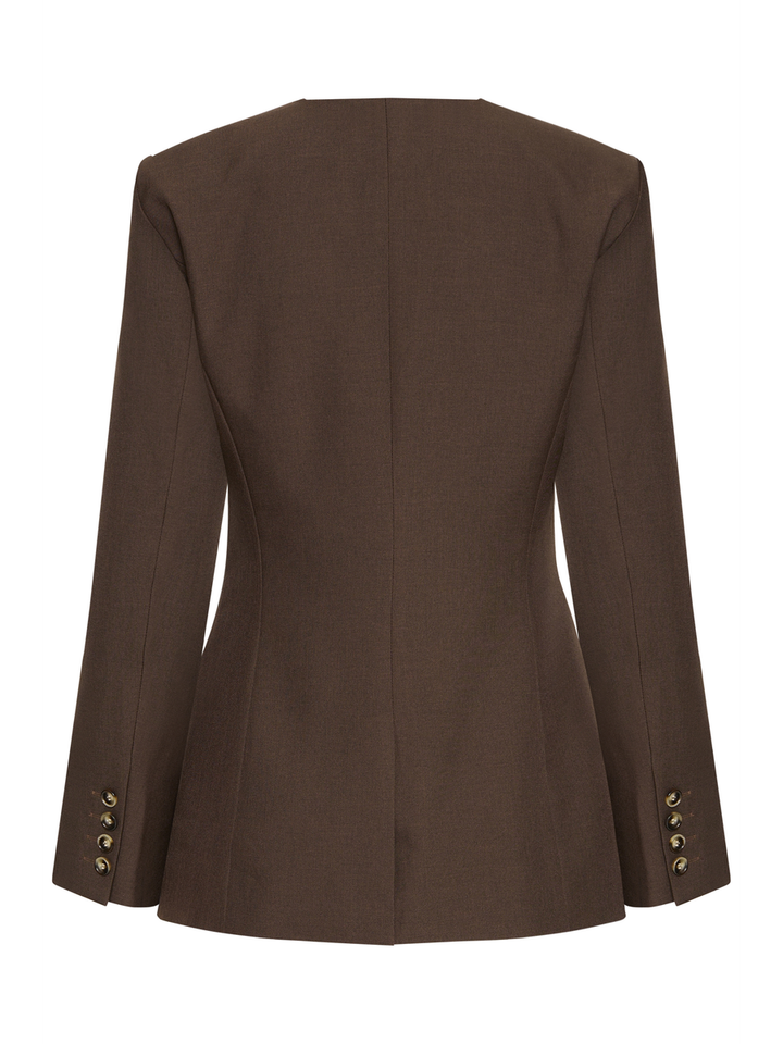Bruine blazer met v-hals en knopen Lexi Ichi