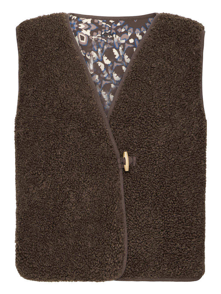 Bruine teddy mouwloze gilet Gozima Ichi