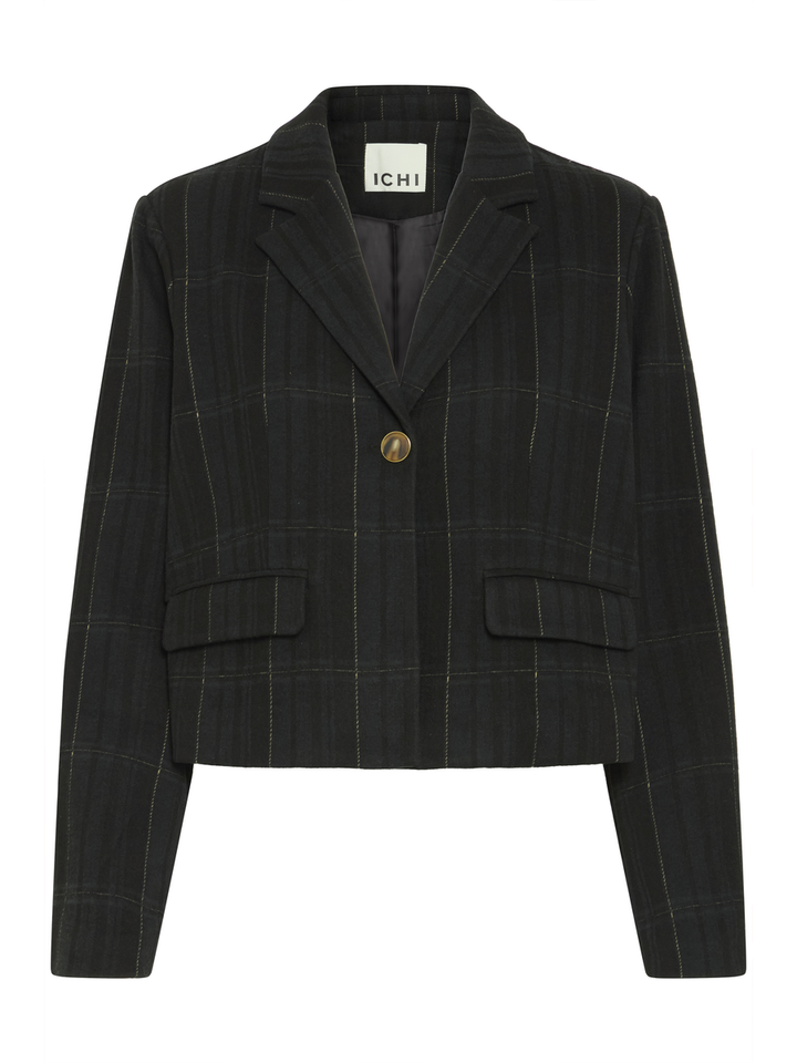Donkergroen en zwarte cropped blazer Kate Woolley Ichi