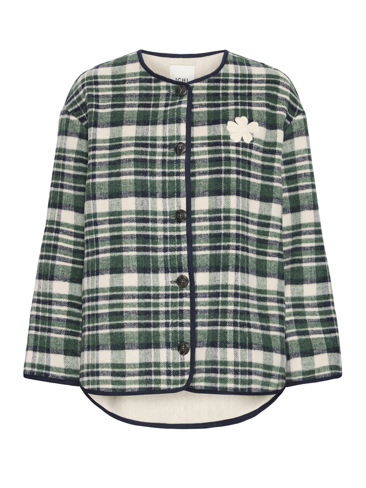 Blauw en groene vest met knopen Johanna Ichi