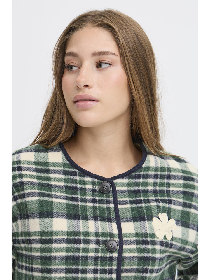 Blauw en groene vest met knopen Johanna Ichi