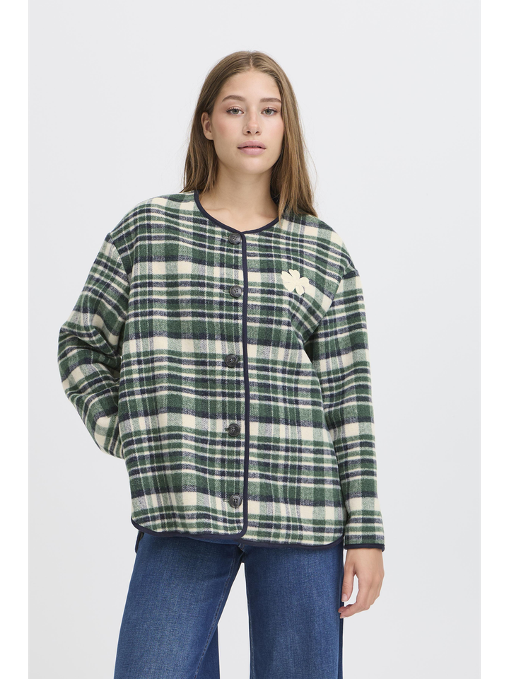 Blauw en groene vest met knopen Johanna Ichi