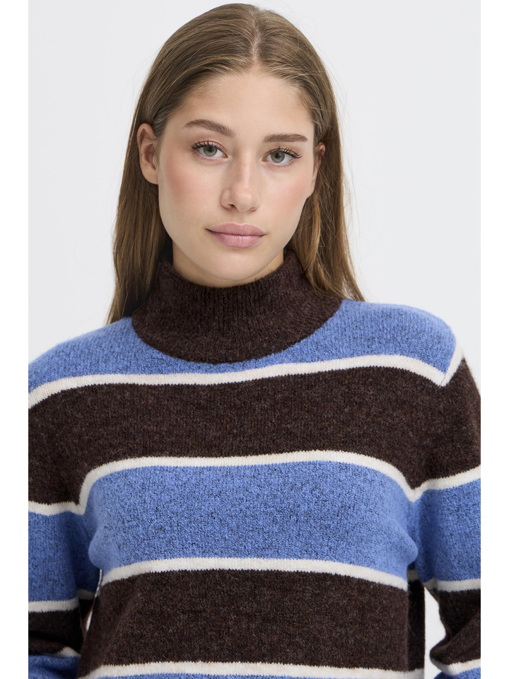 Blauw/bruin gestreepte trui Edeen Ichi