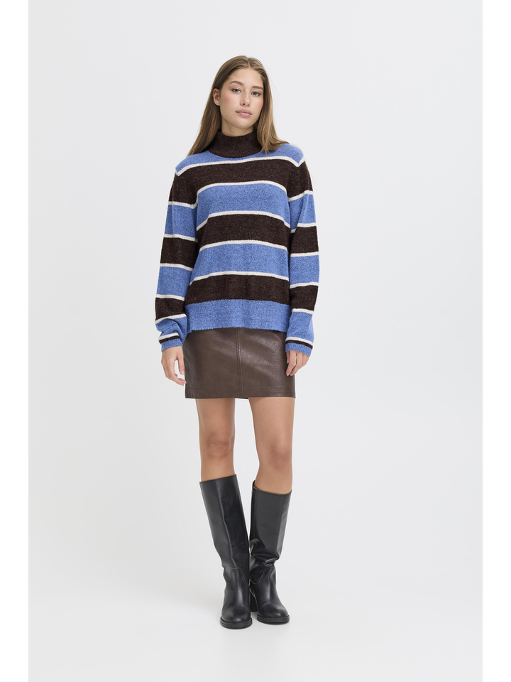 Blauw/bruin gestreepte trui Edeen Ichi
