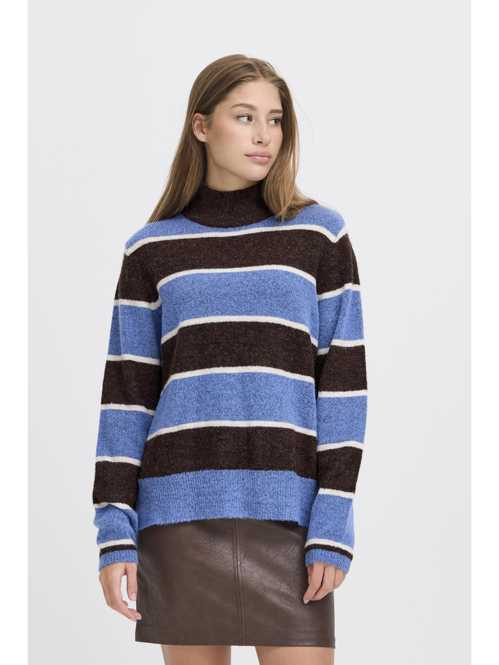 Blauw/bruin gestreepte trui Edeen Ichi