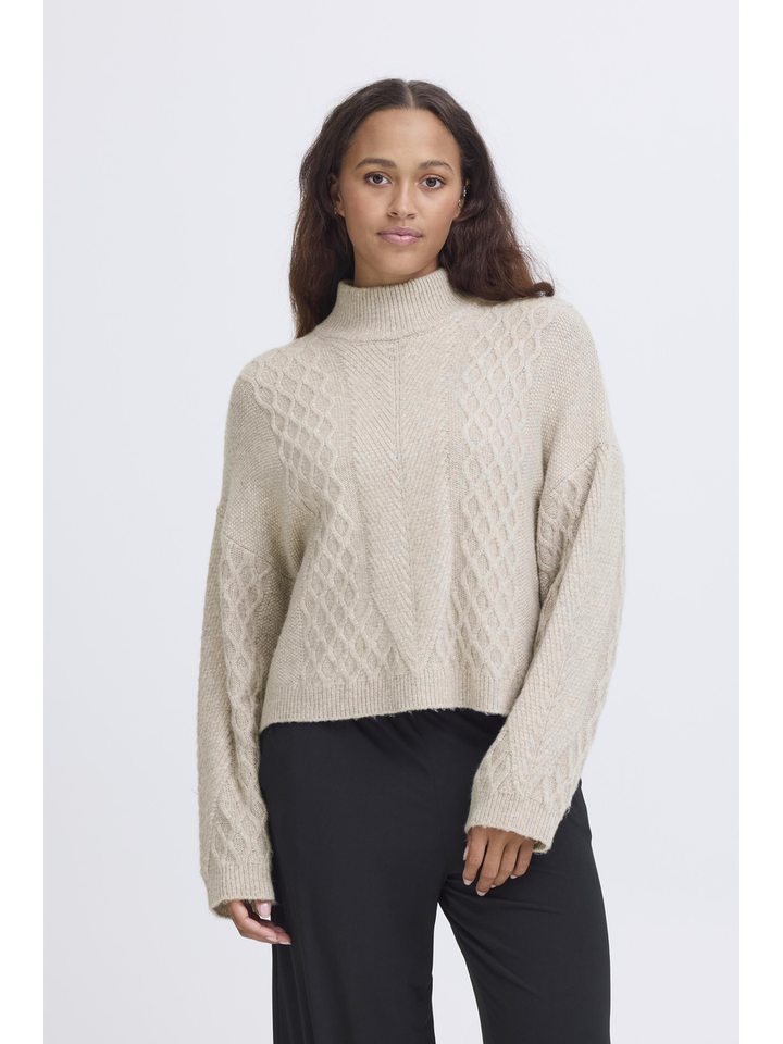 Greige pull met kabelmotief Mylle Ichi