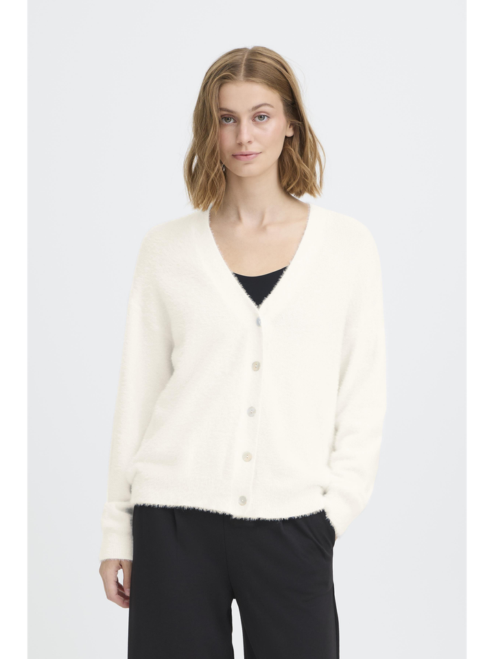 Ecru gilet met knopen Ichi