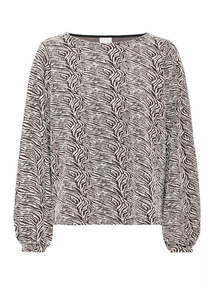 Bruin en ecru blouse in print met lange mouwen Oelly Ichi