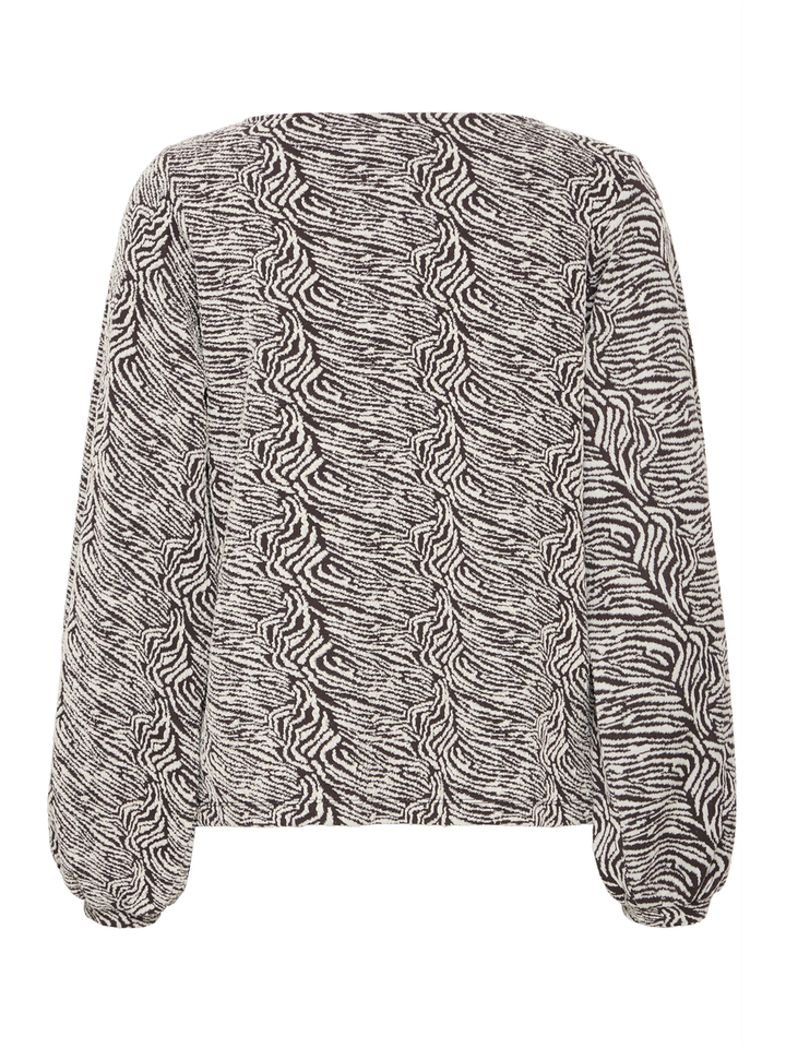 Bruin en ecru blouse in print met lange mouwen Oelly Ichi