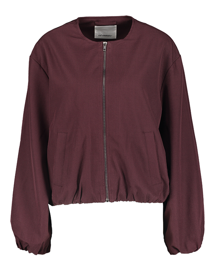 Bordeaux jas met rits en elastiek onderaan Co'Couture