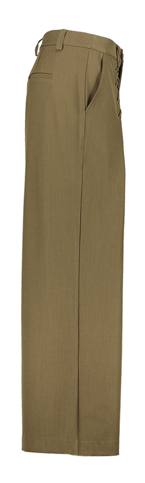 Kaki lange broek met veterdetail Co'Couture