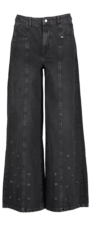 Zwarte loose fit jeans met detail aan het been Co'Couture