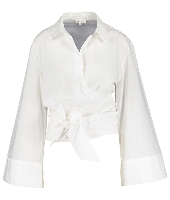 Witte katoenen blouse met v-hals en overslag Gaia Club L'avenir