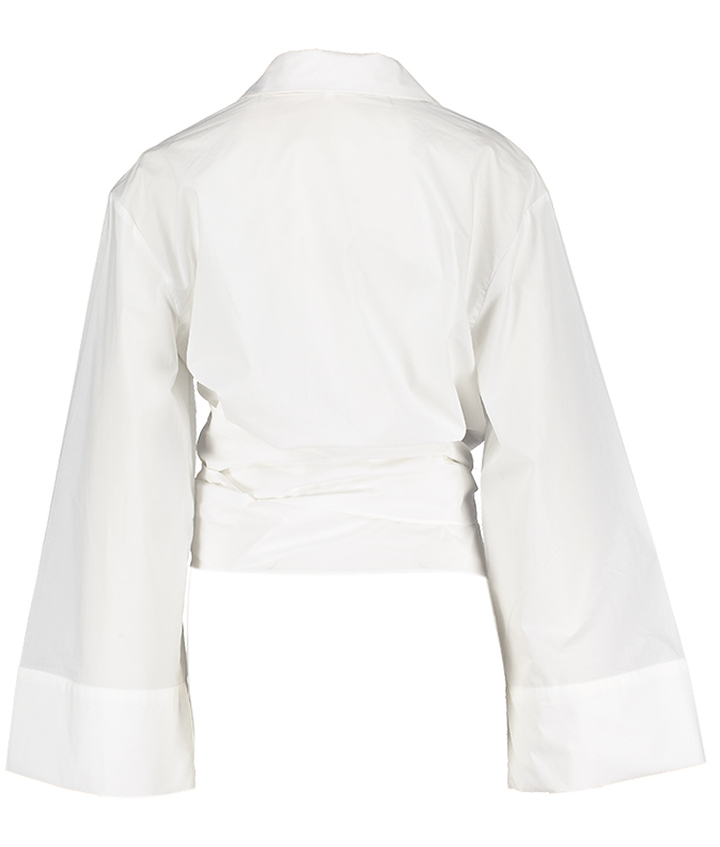 Witte katoenen blouse met v-hals en overslag Gaia Club L'avenir