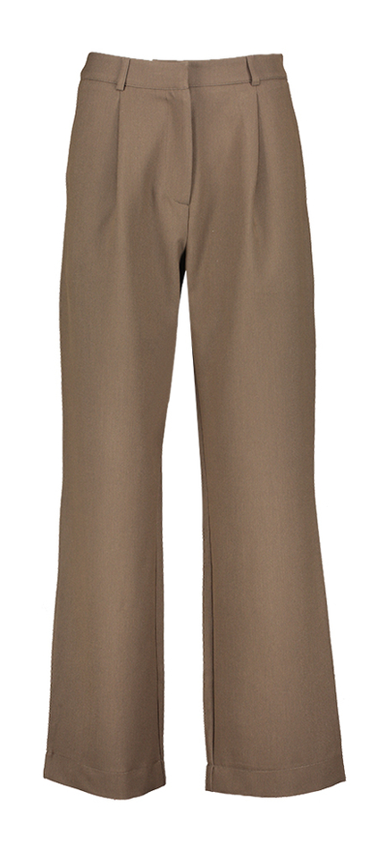 Taupe kleureige wijde broek met bandplooi Jimi Club l'avenir