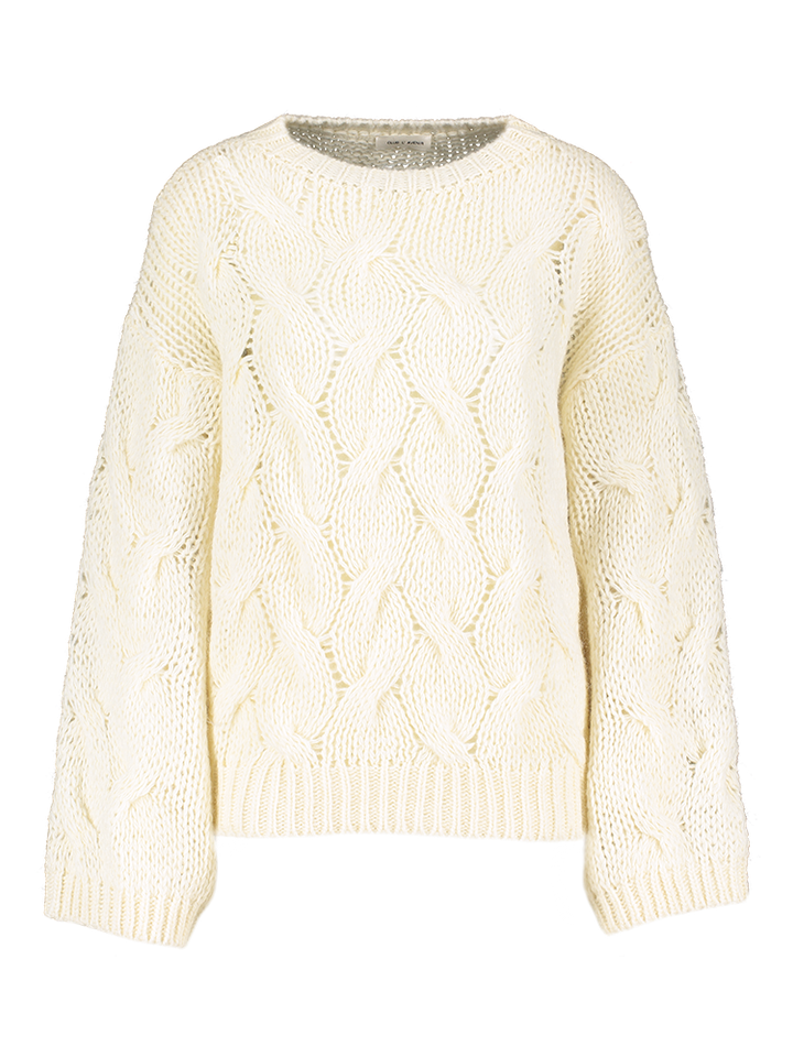 Ecru gehaakte wollen pull met ronde hals Kae Club L'Avenir