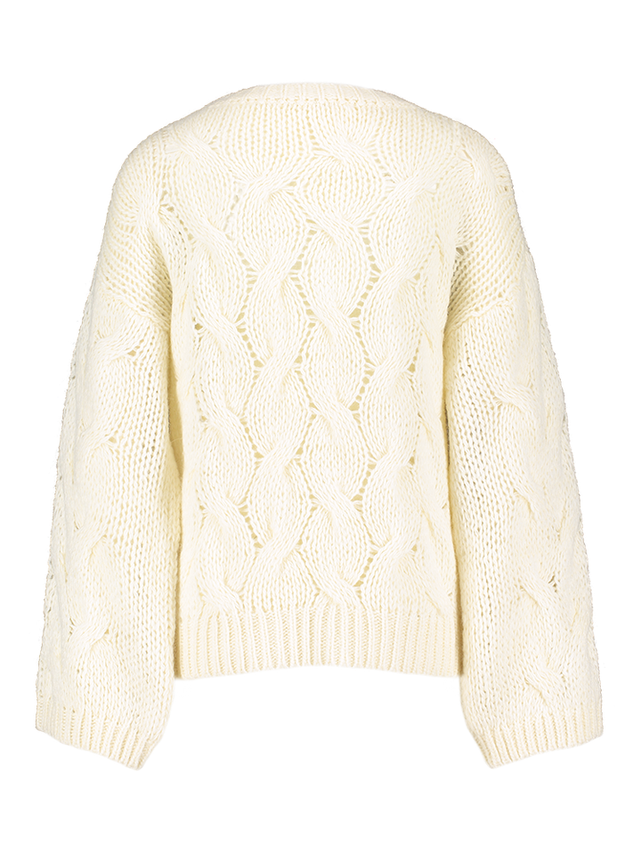 Ecru gehaakte wollen pull met ronde hals Kae Club L'Avenir