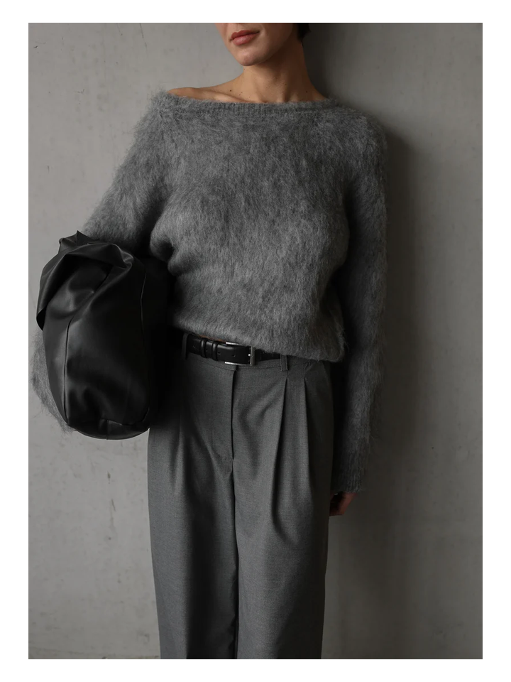 Grijze wollen pull met boothals Emery Club L'Avenir