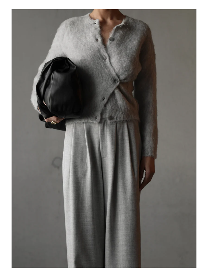 Lichtgrijze wollen gilet met knopen Edeh Club L'Avenir