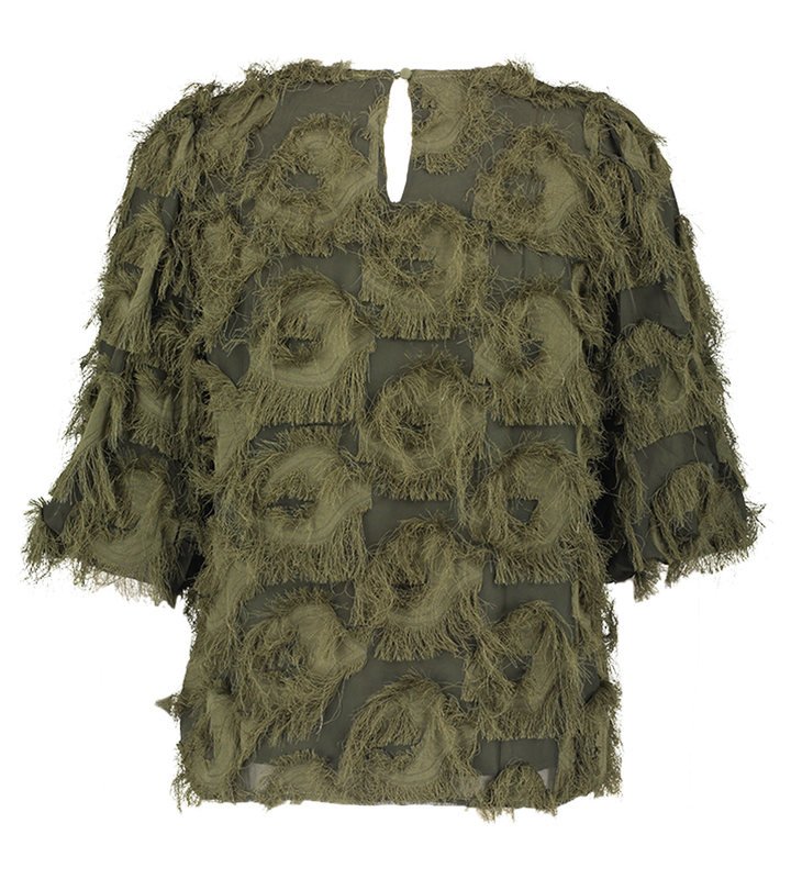 Groene blouse met met ruffle detail Kylin Blouse Peppercorn 