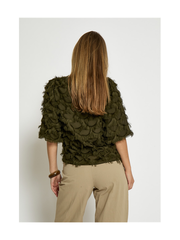 Groene blouse met met ruffle detail Kylin Blouse Peppercorn 