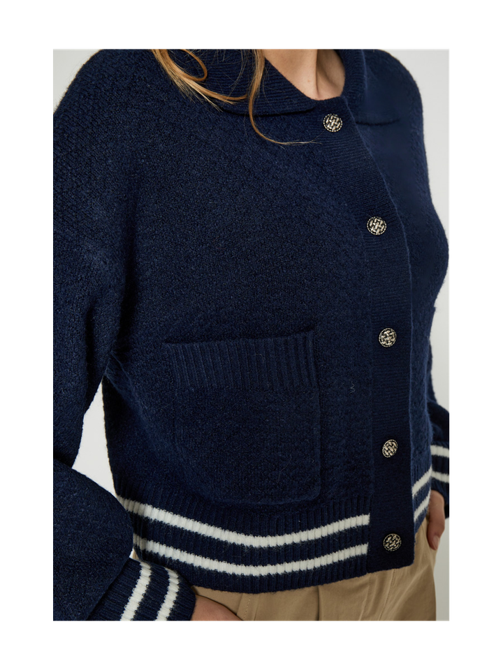 Donkerblauwe gilet met detailknopen Kamilla Jacket Peppercorn