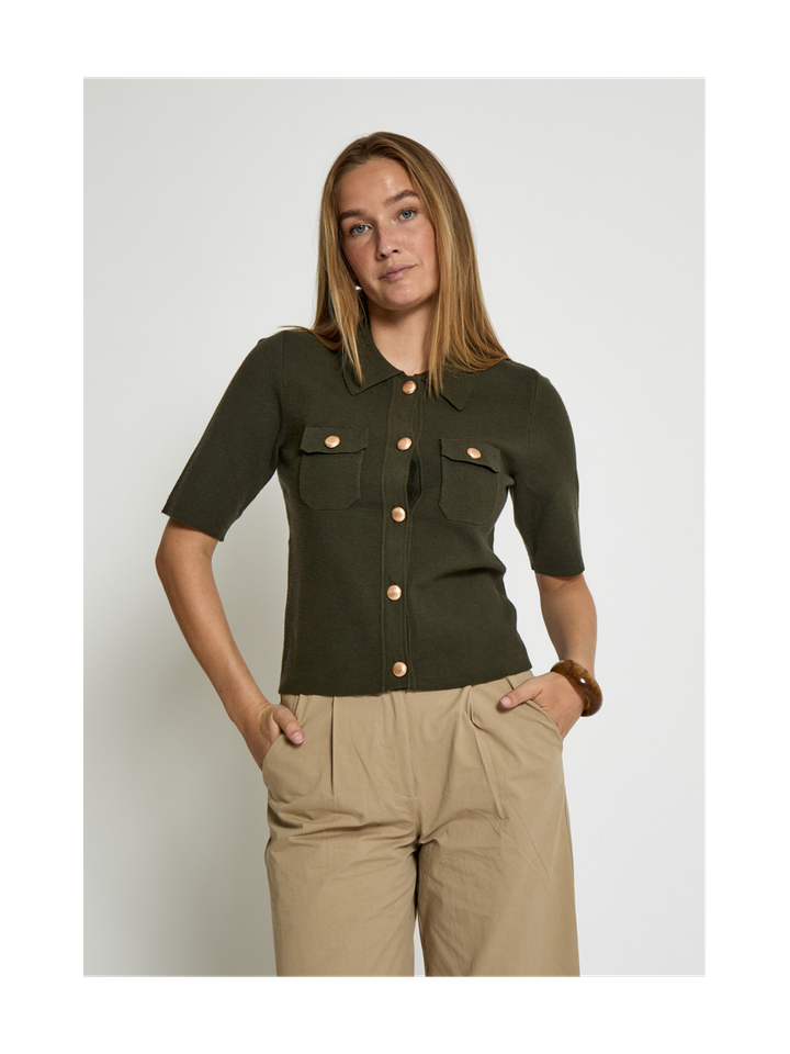 Kaki groene gilet met korte mouwen Kaylee Peppercorn 