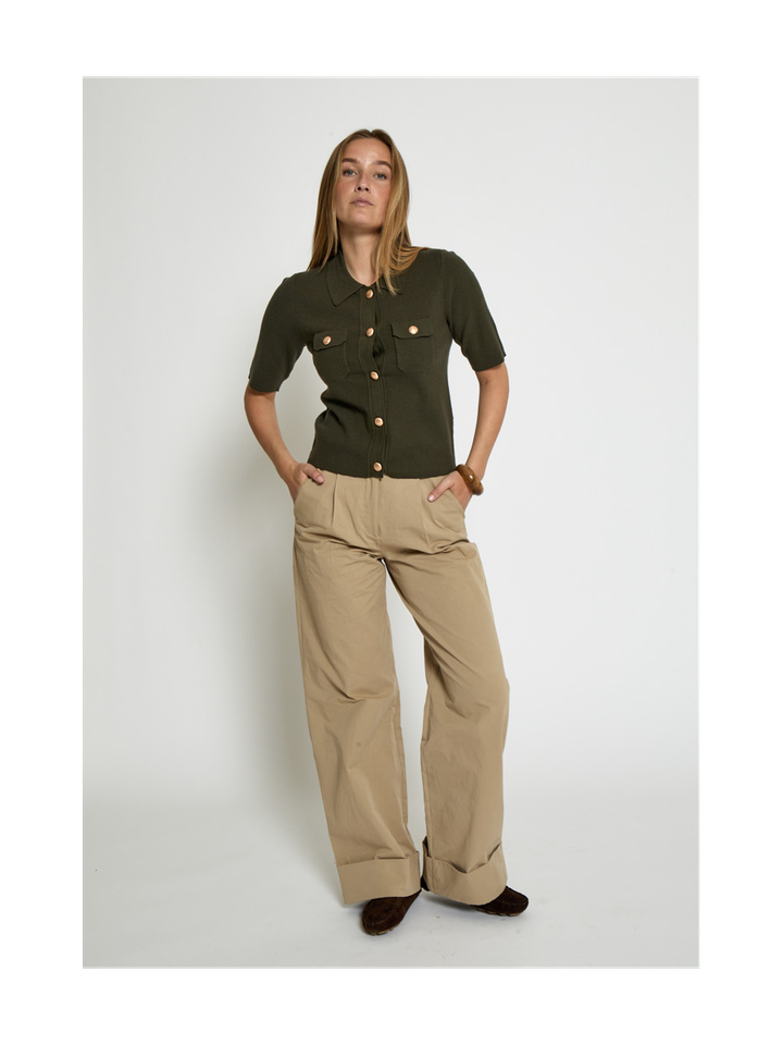 Kaki groene gilet met korte mouwen Kaylee Peppercorn 