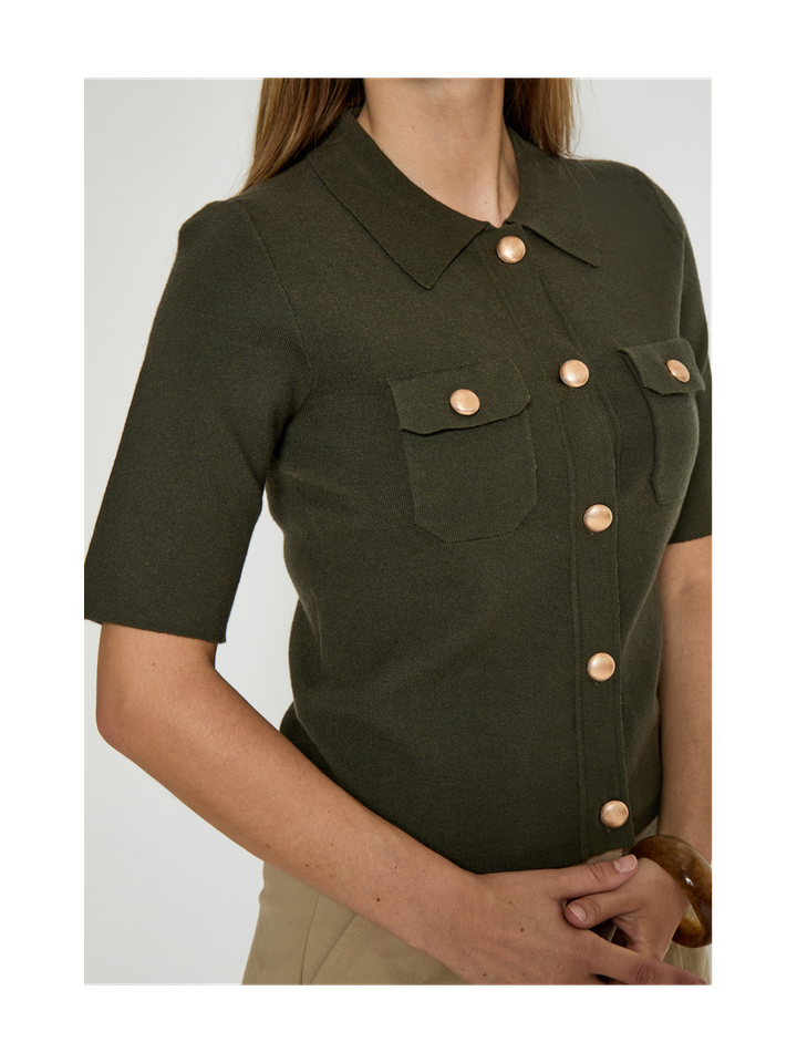 Kaki groene gilet met korte mouwen Kaylee Peppercorn 