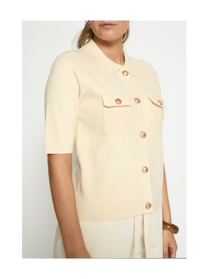 Ecru gilet met korte mouwen Kaylee Peppercorn 