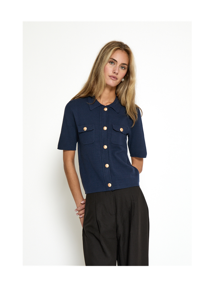 Donkerblauwe gilet met korte mouwen Kaylee Peppercorn 