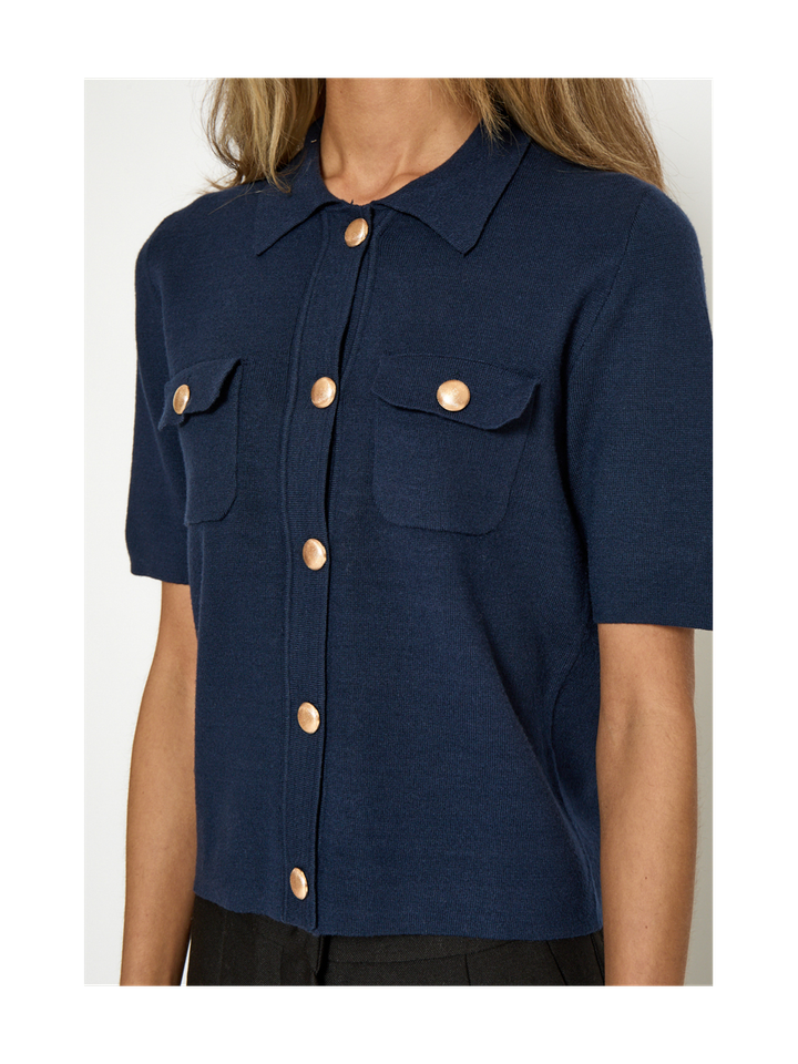 Donkerblauwe gilet met korte mouwen Kaylee Peppercorn 