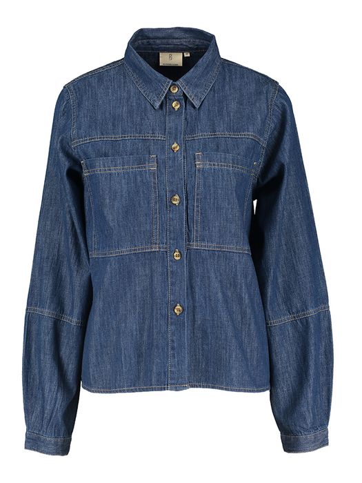 Donkerblauwe denim blouse Kaia Peppercorn