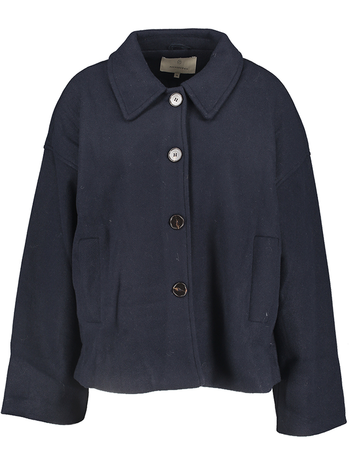 Donkerblauwe jas met knoopsluiting Cornelia Peppercorn 