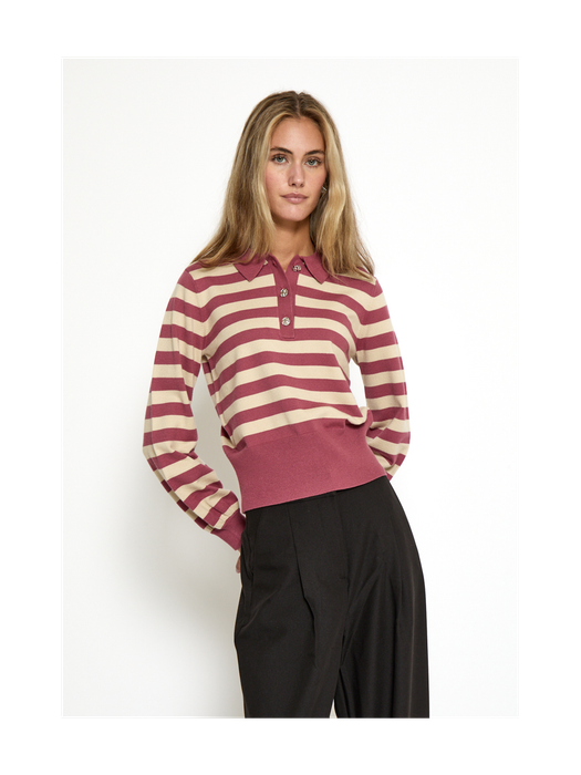 Gestreepte roze polo Aliana Minus