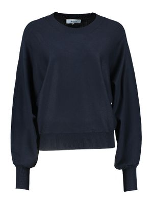 Donkerblauwe pull met ronde hals en vlindermouwen Dana Minus