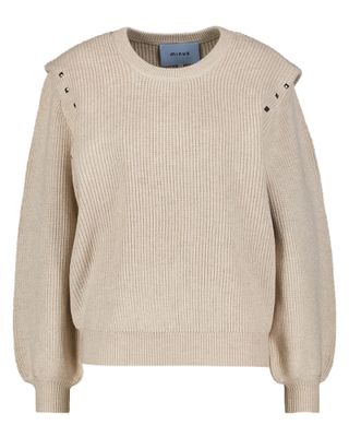 Beige trui in kabelprint met lange mouwen en ronde hals Katharina Minus