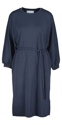 Donkerblauwe halflange jurk met lange mouwen Nira Minus