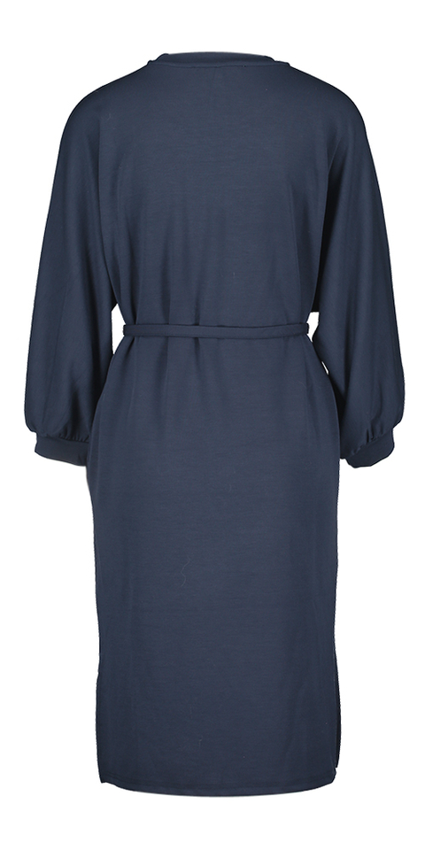 Donkerblauwe halflange jurk met lange mouwen Nira Minus