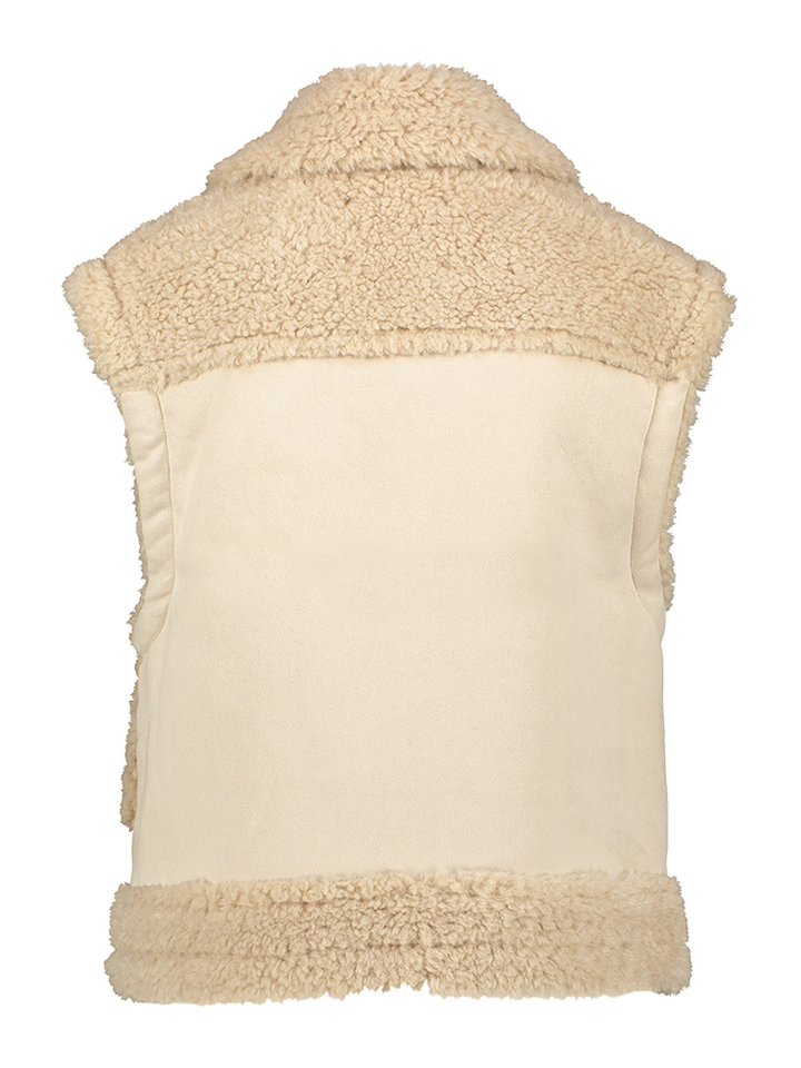 Beige fluffy bodywarmer met rits Alda Minus