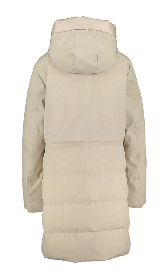Beige padded lange jas met kap Charlene Soraga Duno