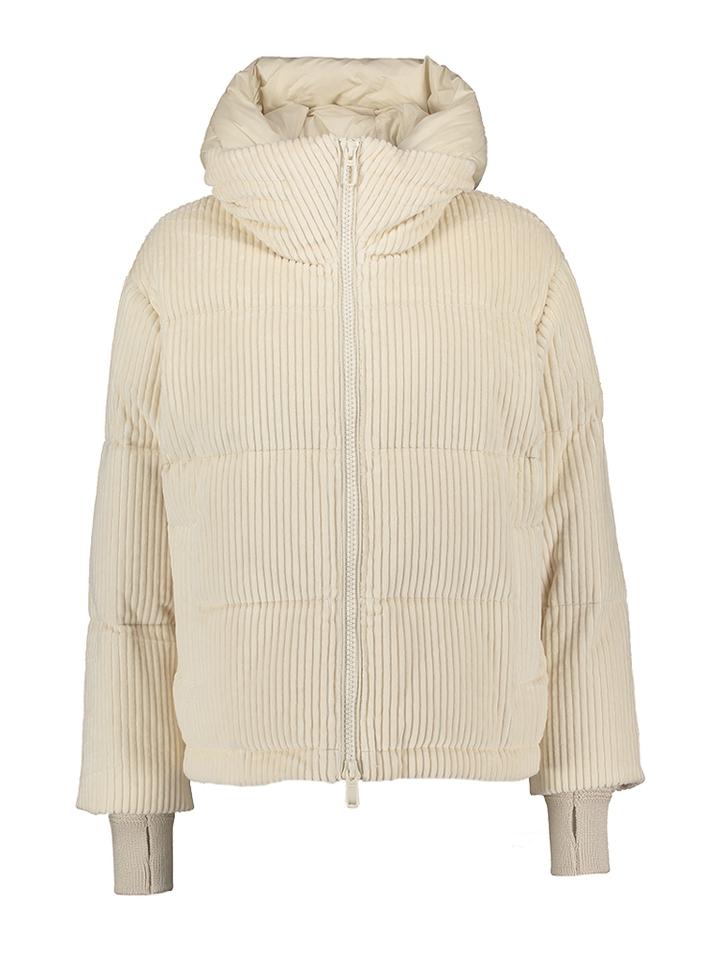 Ecru jas in ribfluweel met kap Lora Tures Duno