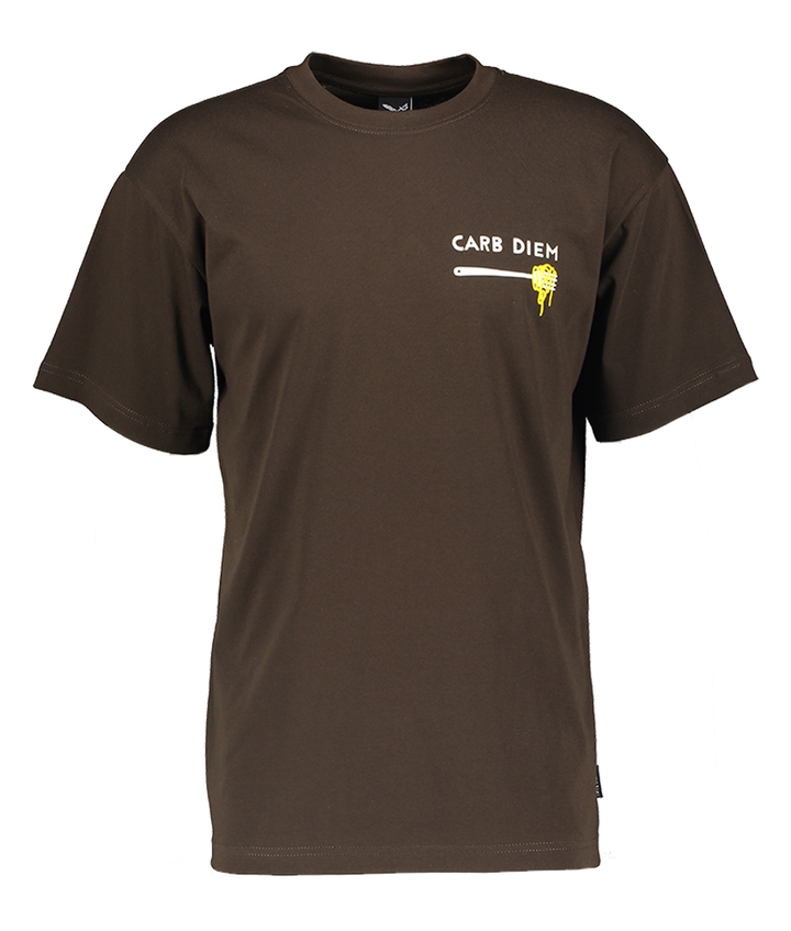 Bruine T-Shirt met ronde hals Pasta obsessed Iriedaily 